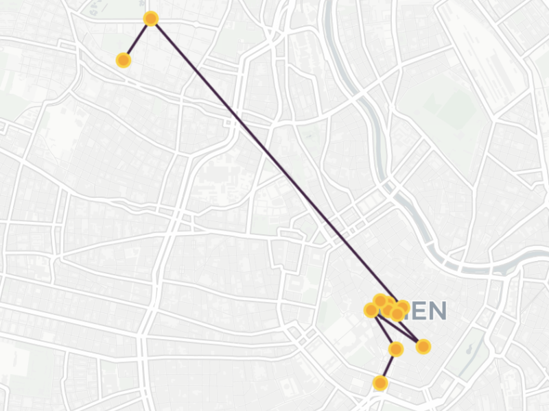 Datumsauswahl zur Anzeige aller Aufenthaltsorte an einem bestimmten Tag